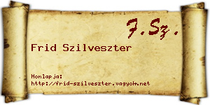 Frid Szilveszter névjegykártya